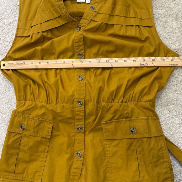 Anthropologie Sleeveless Vested Pleated
Midi Dress XL Utility Pockets Self Belt - Picture 11 of 16